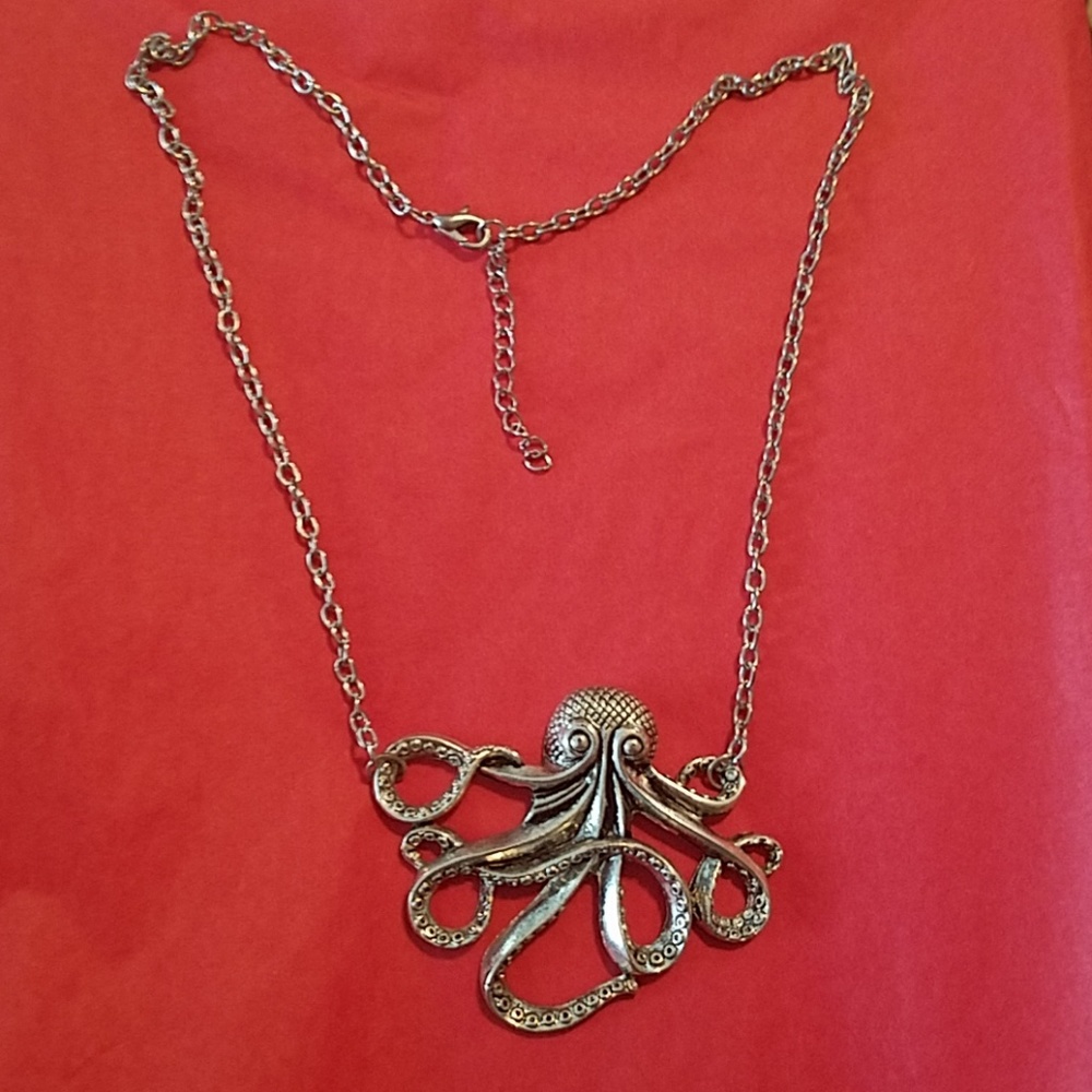 Silver Steampunk Octopus Necklance
